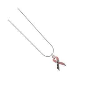   Pink Ribbon Survivor Snake Chain Charm Necklace [Jewelry] Jewelry