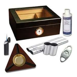   Glass Top Cigar Humidor & Accessory Kit 25 50 Cigar: Home & Kitchen