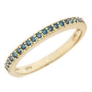 22ct Blue Diamond Womens Wedding Band Ring 10K Gold  