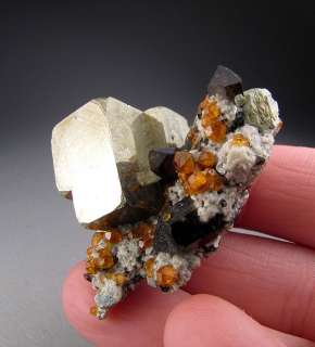 Pyrite, Spessartine Garnet, and Smokey Quartz, Fujian, China  