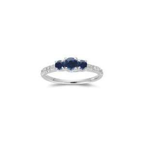  0.20 Cts Diamond & 0.61 Cts Blue Sapphire Three Stone Ring 