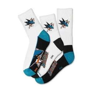   San Jose Sharks Mens Socks 3 Pack   SAN JOSE SHARKS 10   13: Sports