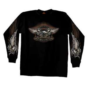   Hot Leathers Black XX Large Iron Eagle Long Sleeve T Shirt: Automotive