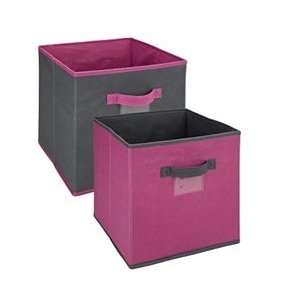 Collapsible Storage Cube   Pewter & Orchid