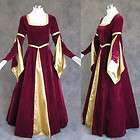 Medieval Renaissance Burgundy Gold Gown Dress Costume LARP Wedding 4X