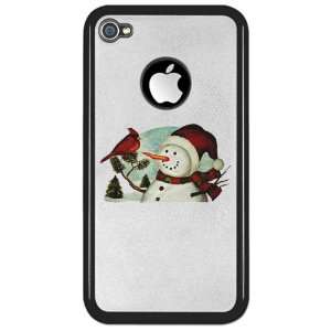  iPhone 4 or 4S Clear Case Black Christmas Snowman Wearing 