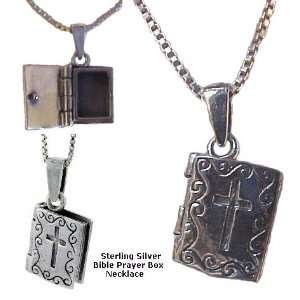  Ornate Sterling Silver Bible Prayer Box Necklace Religious 
