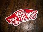 VANS OFF THE WALL RED & WHITE DECAL/STICKER NEW