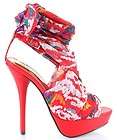 RED/ZEBRA/LEOPARD Chiffon Open Toe High Heel Stiletto Shoe Sandal NEW 