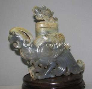 China Old Jade carved Phoenix bird Figure bottle  