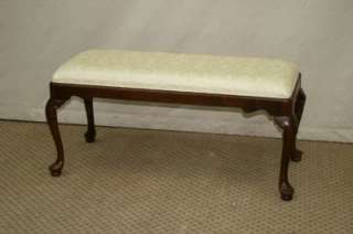  GEORGIAN COURT QUEEN ANNE CHERRY UPHOLSTER BENCH BED STOOL SEAT  