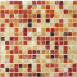  Rainbow 3/8 x 3/8 Red Mini Squares Glossy Glass Tile 