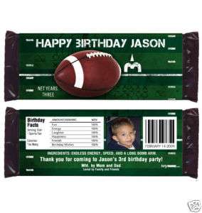 FOOTBALL Birthday Boy Party Favors CANDY WRAPPERS  