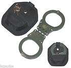 New Double Lock Police type Hinged Handcuffs & Case Black Finished 