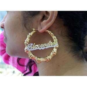   Bamboo 2 1/4inch Any Name Earring/personalized Name /A Everything