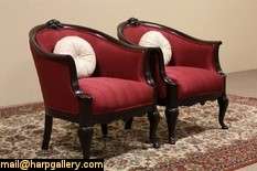 Pair of Carved 1910 Antique Club Chairs  