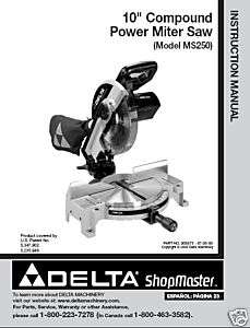 Delta 10 Miter Saw Instruction Manual # MS250  