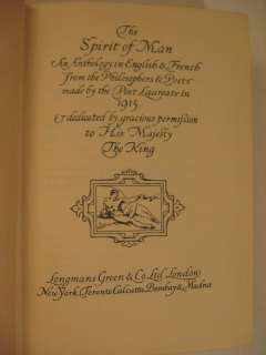 1937 SPIRIT OF MAN: ENGLISH & FRENCH POETRY ANTHOLOGY  