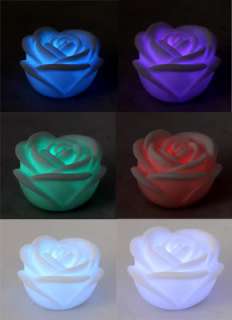 Changing 7 Color LED Floating Rose Flower Candle lights  