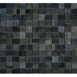   by the Box 1 x 1 Black Kitchen Tumbled Glass and Slate Tile   16864