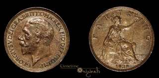 GEORGE V 1929 MILLED FARTHING COIN Britannia 016944  