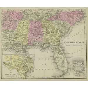  Mitchell 1886 Antique Map of the Southern States