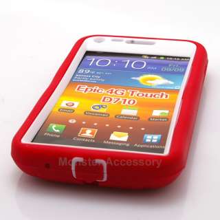 White Red Kickstand Double Layer Case Samsung Galaxy S2 (Sprint) Epic 