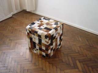 New CUBE STOOL Leather Cowhide Cover Bench  