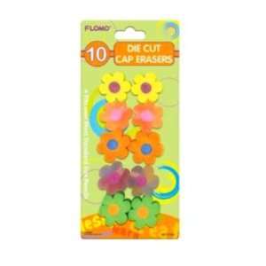  10 Die Cut Flower Cap Erasers (Schools Supplies): Toys 