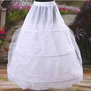 White 3 Hoop 2 layers Petticoat Slip Crinoline Underskirt Wedding 