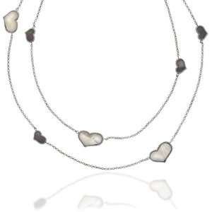   Sterling Silver Mother of Pearl Peacock Heart Necklace 40in: Jewelry