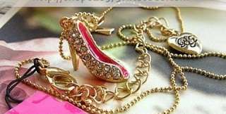   hill swan ballet shoe cyrstal bj Necklace Pendant charm chain  