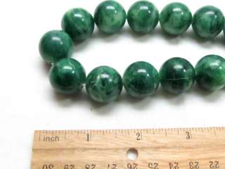 Vintage Large Green White Marbled Crackle Bead NECKLACE  