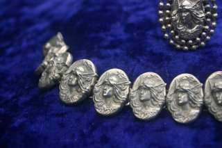   Antique Sterling Silver Norse Viking Valkyrie Bracelet & Ring  