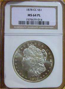 1878 CC Morgan Silver Dollar NGC MS 64 PL Antique US Graded Coin Cameo 