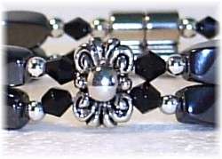 Closer view of Black Onyx beads and silver plated spacer.