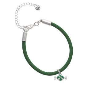   Peppermint Candy Charm on a Kelly Green Malibu Charm Bracelet Jewelry