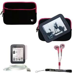 Black with Pink Trim Slim Protective Soft Neoprene Cover Carrying Case 