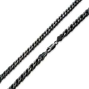 Black Rhodium Plated Sterling Silver 30 Rombo Chain Necklace   8.0MM