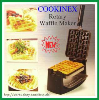 Brushed Stainless Rotary Waffle Maker w FOLDING HANDLE  
