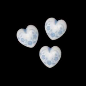  Novelty Button 3/8 HeartsNFlowers Blue By The Each 