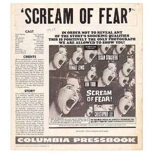  Scream of Fear Original Movie Poster, 14 x 15.5 (1961 