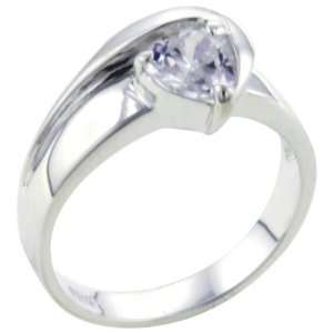 Wave Band Heart Cz Promise Ring