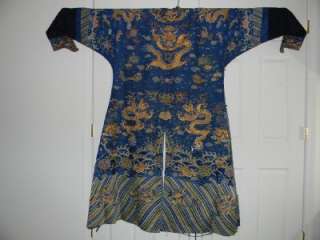 Description  FINE CHINESE QING DYNASTY BLUE SILK,EMBROIDERY WOVEN 