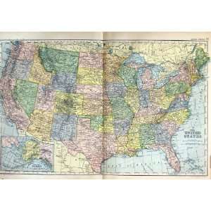   1901 Map United States America Alaska Florida Mexico: Home & Kitchen