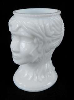 Vintage Milk Glass ** Ladys Head   Hair in a Bun ** Figural * Dish 