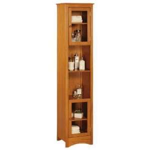 Madison 2 dr Storage Twr Glass 71hx22w Honey Oak 