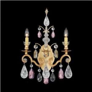  Rock Crystal Two Light Wall Sconce Finish Etruscan Gold, Crystal 