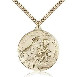  Gold Filled St. Saint Anthony Medal Pendant 1 3/8 x 1 1/8 