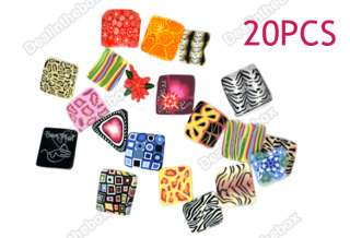 20pcs DIY Nail Art Canes SQUARE Stickers Rod Fimo Decorate Different 